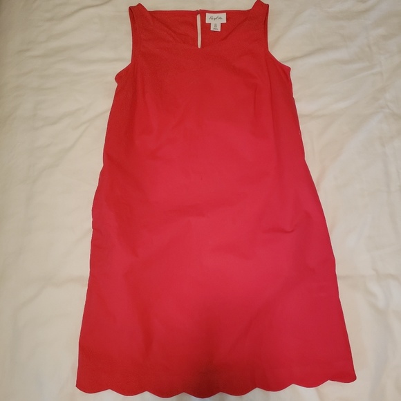 Scallop hem V- Neck shift dress - Picture 4 of 4